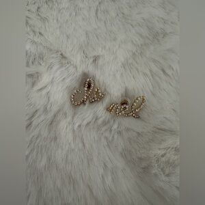 Gold Pearl Letter Earrings